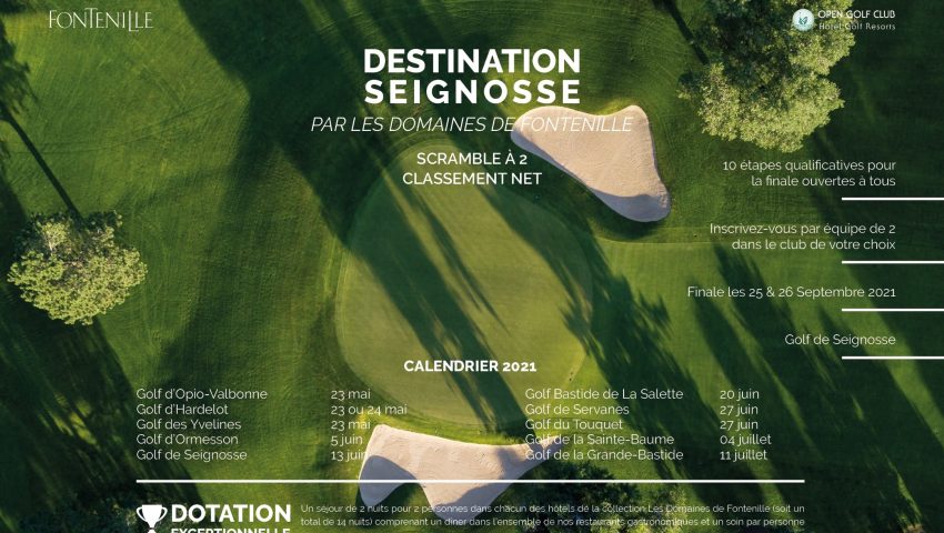 Découvrez la compétition Destination SEignosse par les Domaines de Fontenille organisé l'été 2021 sur 10 golfs OPEN GOLF CLUB